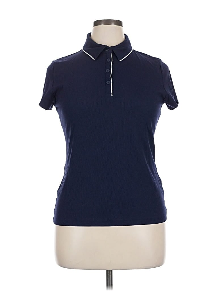 Pre-owned Calia Short Sleeve Top Blue Mock Neckline Tops