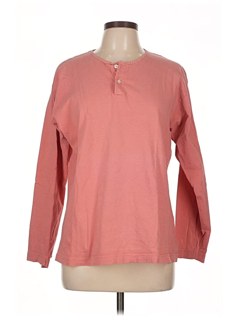 Pre-owned Gap Long Sleeve Henley Shirt In Pink