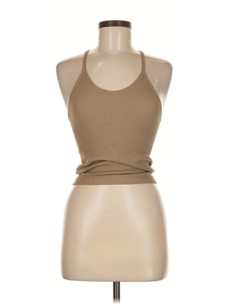 Pre-owned Ododos Tank Top Tan Halter Neckline Tops In Brown