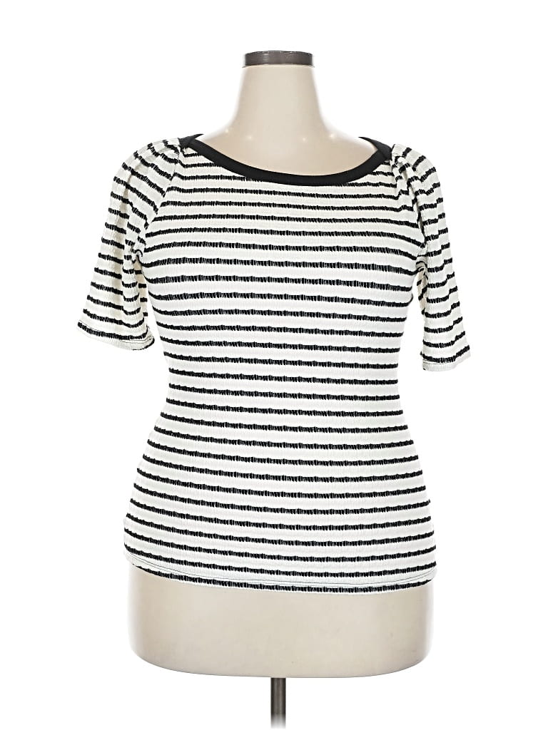 Pre-owned Beacon Short Sleeve Top White Boatneck Tops