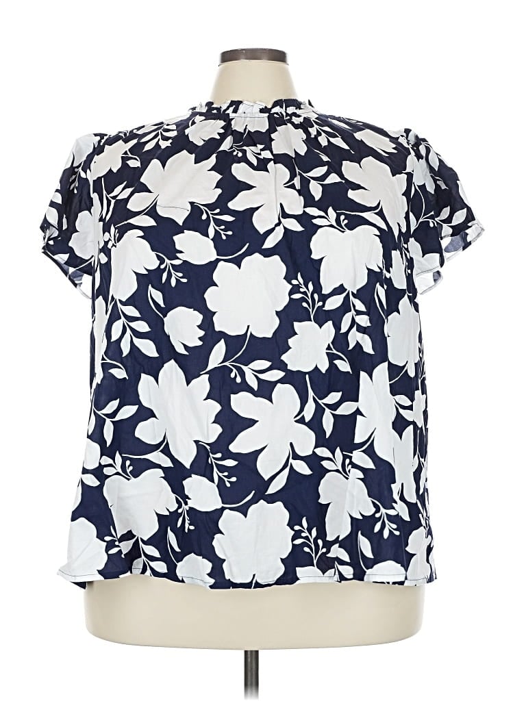 Lane Bryant Short Sleeve Blouse In Blue