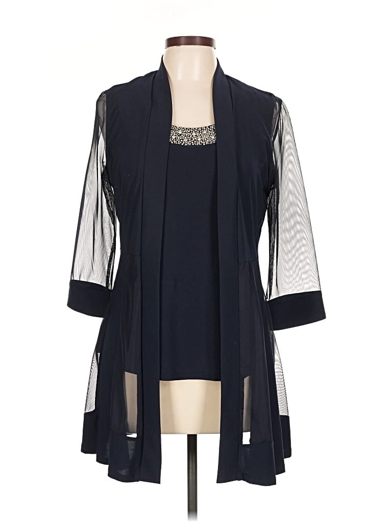 R & M Richards 3/4 Sleeve Top Blue Crew Neck Tops In Blue