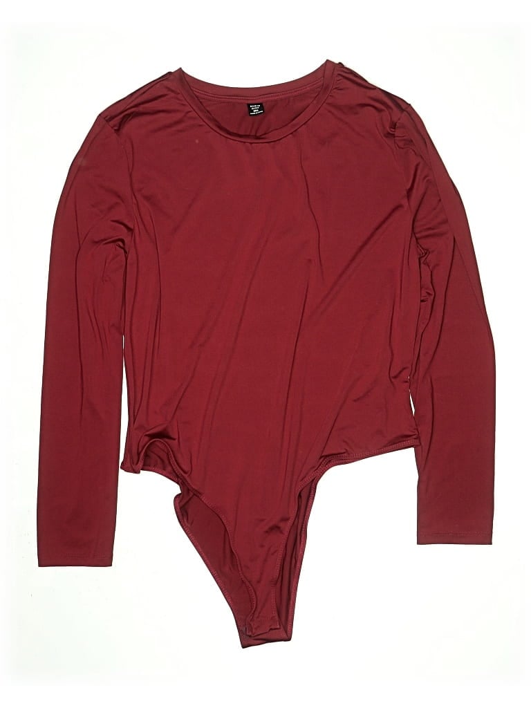 Pre-owned Shein Curve Bodysuit In Burgundy