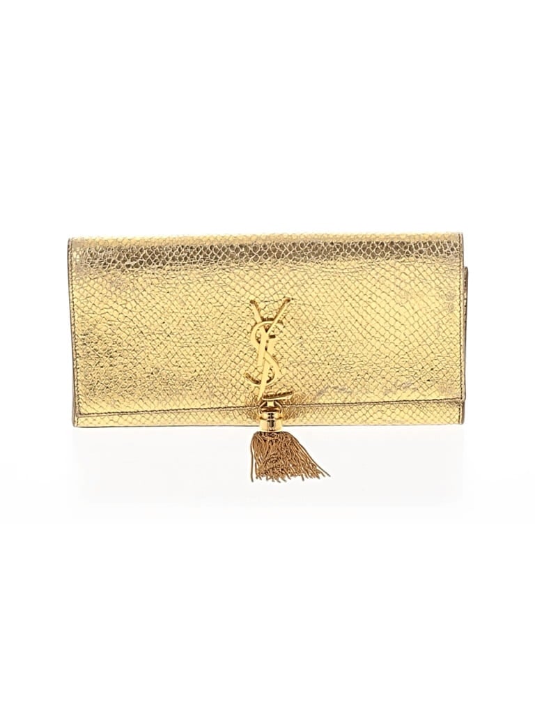 Pre-owned Saint Laurent Leather Clutch In Gold