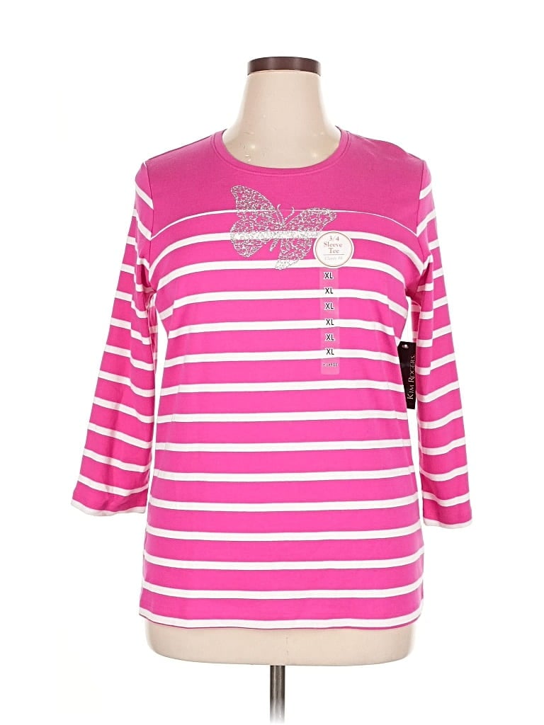 Pre-owned Kim Rogers 3/4 Sleeve T-shirt In Pink
