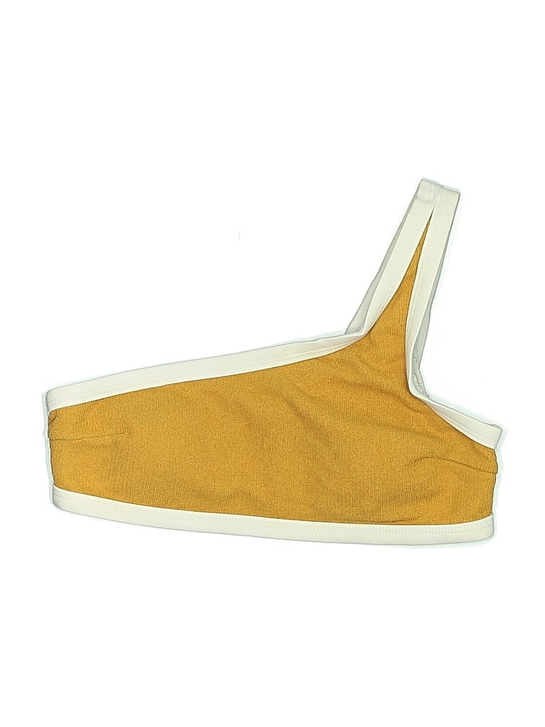 Pre-owned Unbranded Swimsuit Top Yellow Color Block Pattern Swimwear