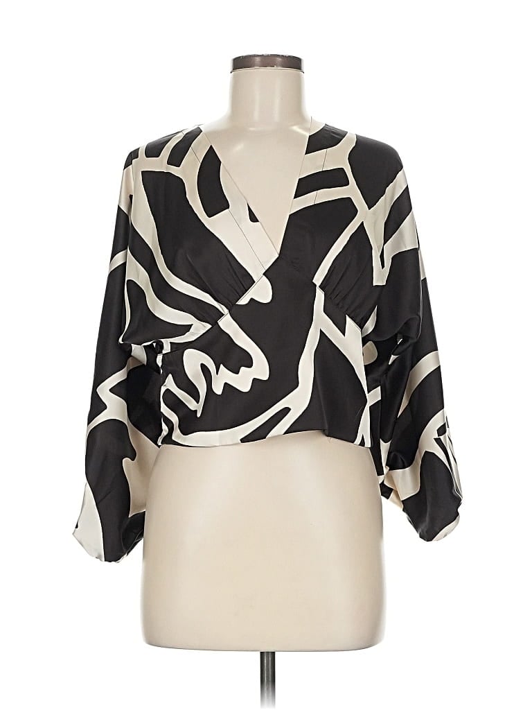 Pre-owned Banana Republic Factory Store 3/4 Sleeve Blouse In Black