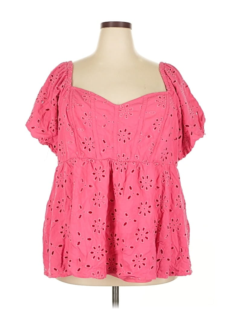 Pre-owned Torrid Short Sleeve Blouse In Pink