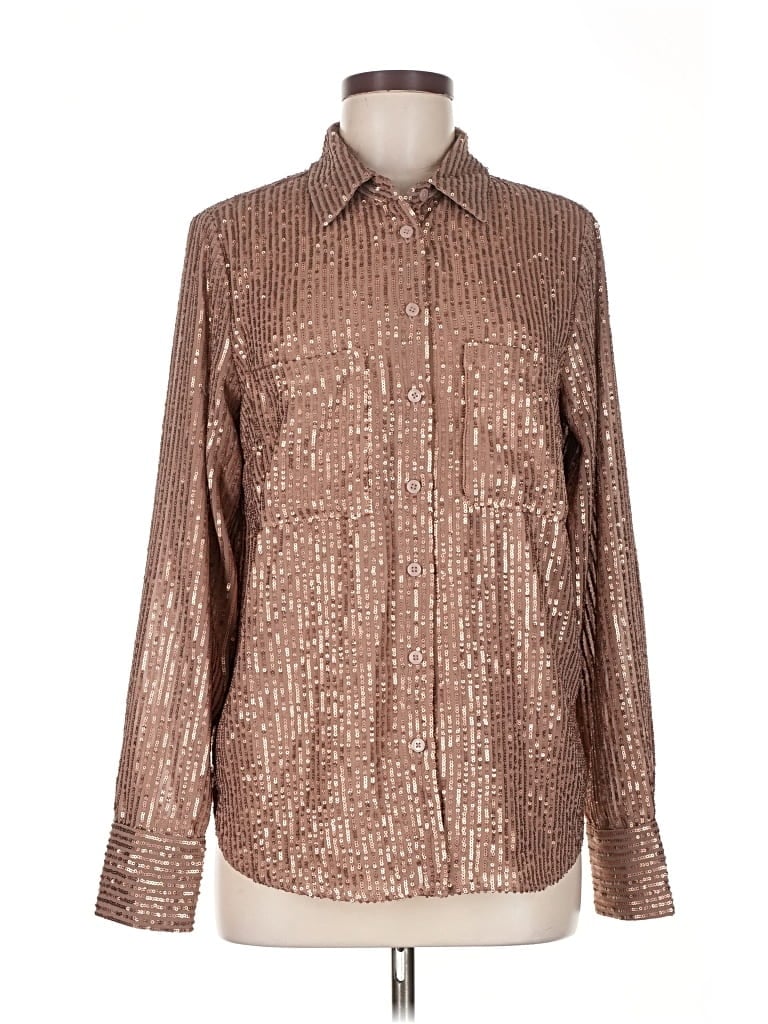 Pre-owned Anthropologie Long Sleeve Blouse In Brown