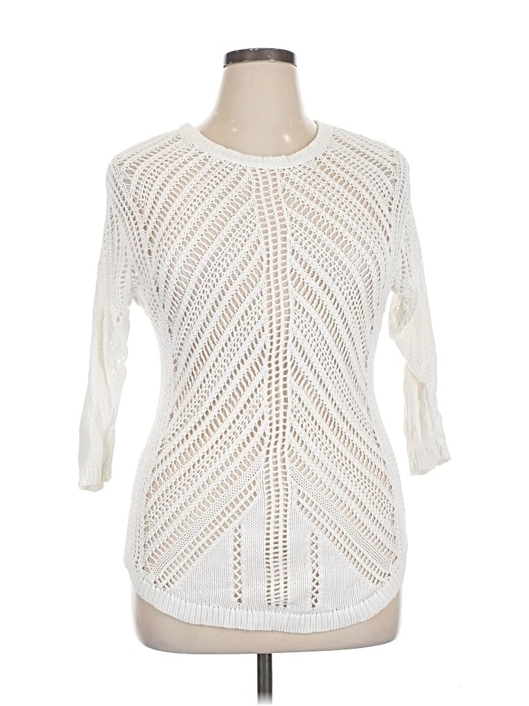 Pre-owned Coldwater Creek Pullover Sweater In White