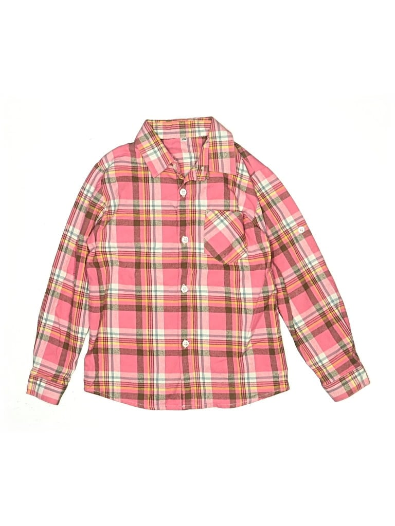 Pre-owned Unbranded Kids' Long Sleeve Button Down Shirt In Pink