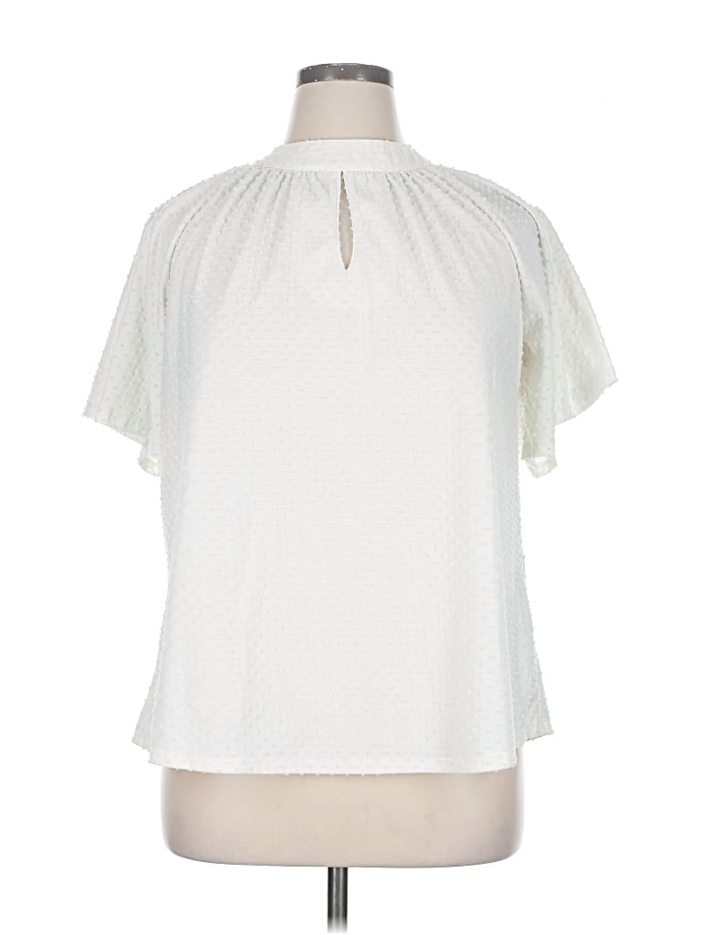 Pre-owned Kate Park Short Sleeve Blouse In White