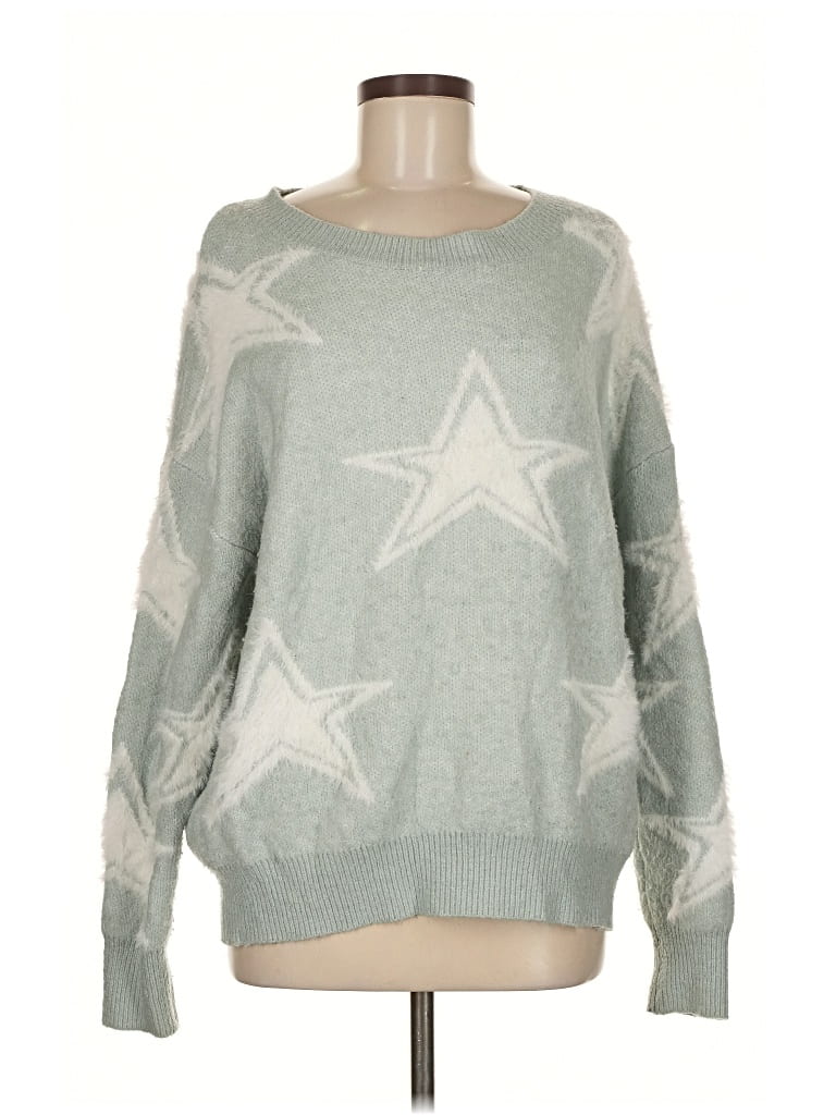 Pre-owned She + Sky Pullover Sweater In Silver