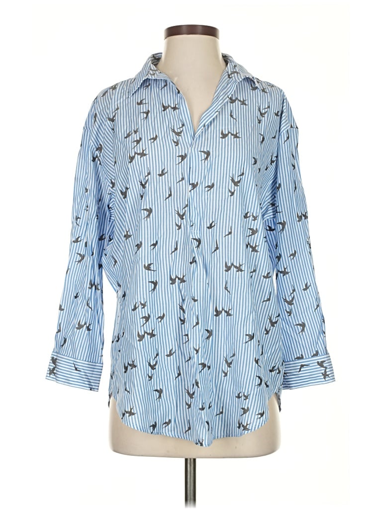 Pre-owned Express 3/4 Sleeve Blouse In Blue