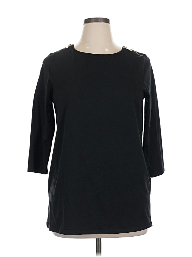 Pre-owned Michael Michael Kors 3/4 Sleeve Top Black Boatneck Tops