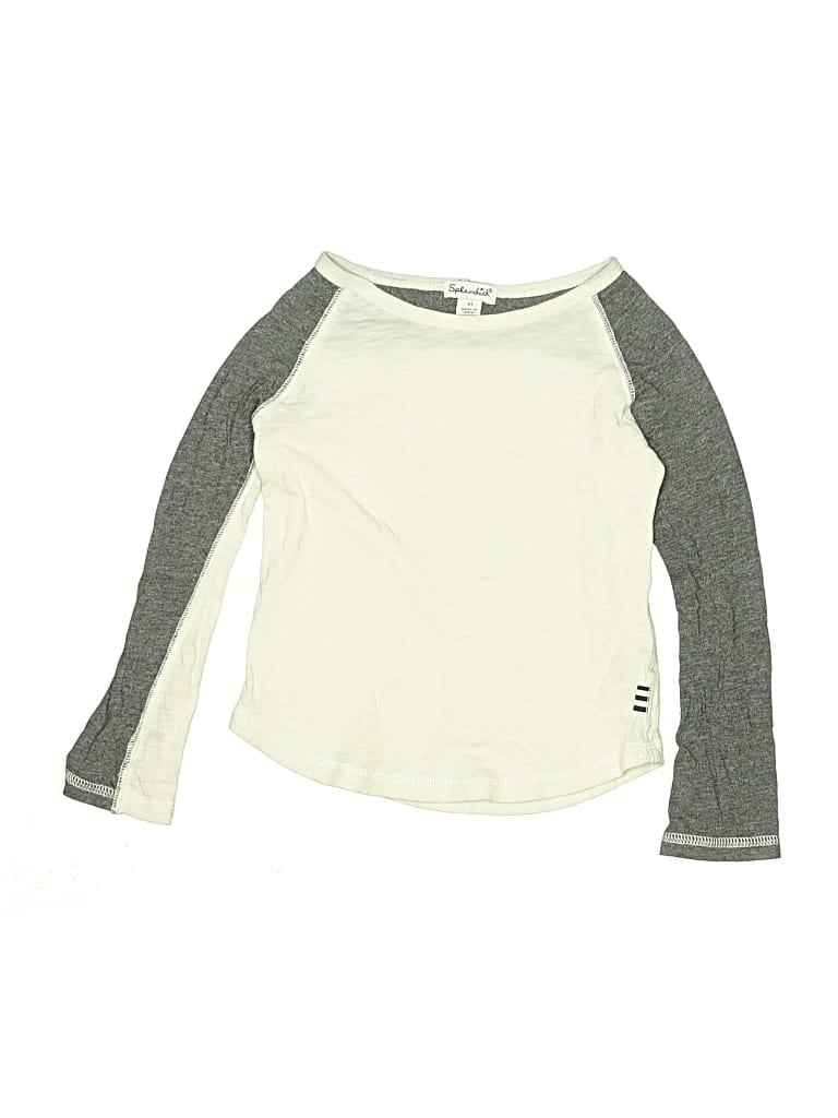 Pre-owned Splendid Kids' Long Sleeve T-shirt In White