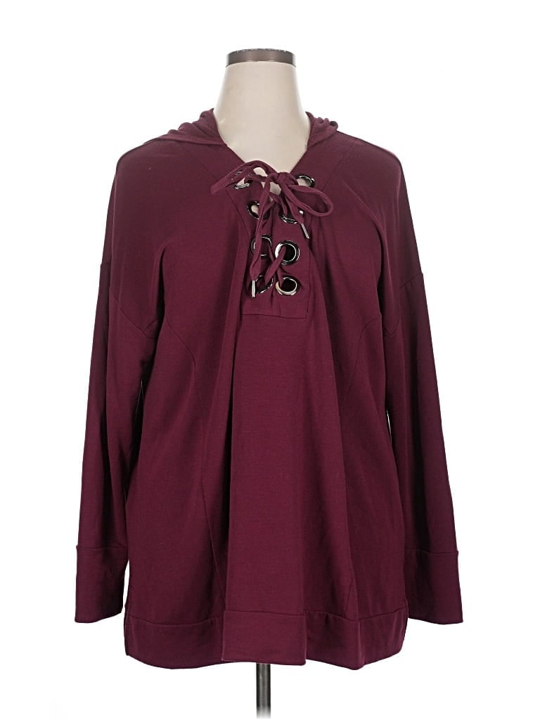 Pre-owned Cable & Gauge Poncho In Burgundy