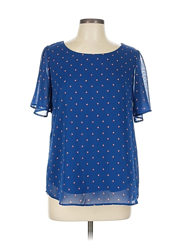 Pre-owned West Kei Short Sleeve Blouse In Blue