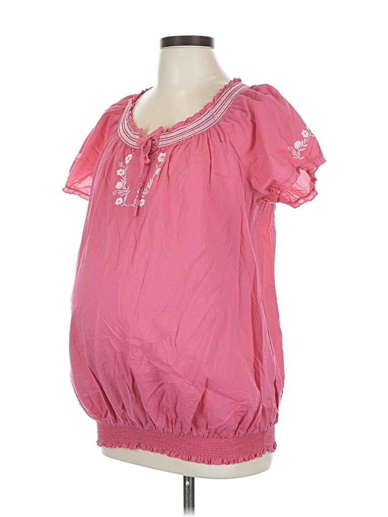 Pre-owned Motherhood Short Sleeve Blouse In Pink