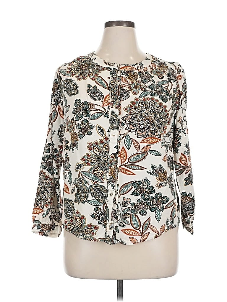 Pre-owned Cj Banks 3/4 Sleeve Blouse In White