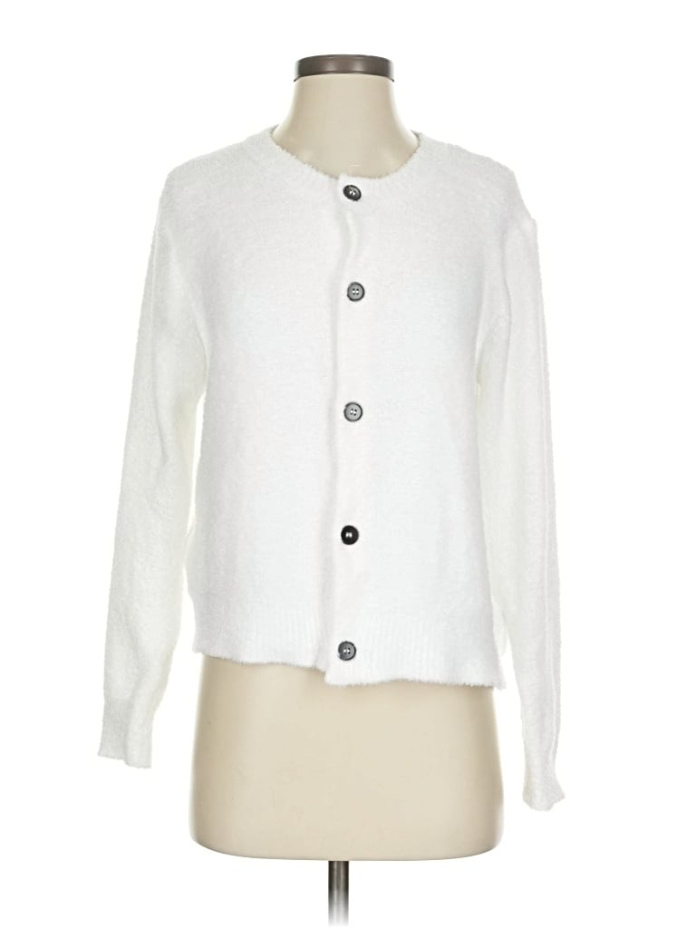 Pre-owned Zenana Cardigan Sweater In White