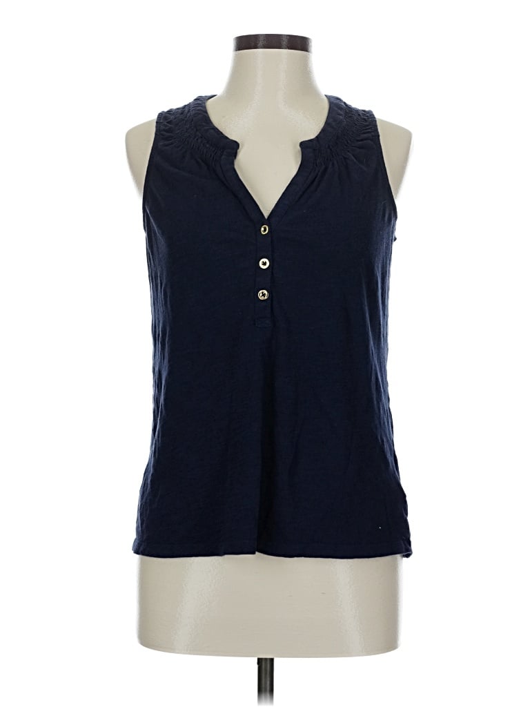 Pre-owned Lilly Pulitzer Sleeveless Button Down Shirt In Blue