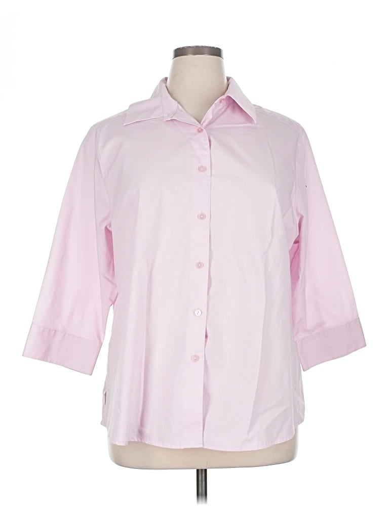 Pre-owned Foxcroft 3/4 Sleeve Button Down Shirt In Pink