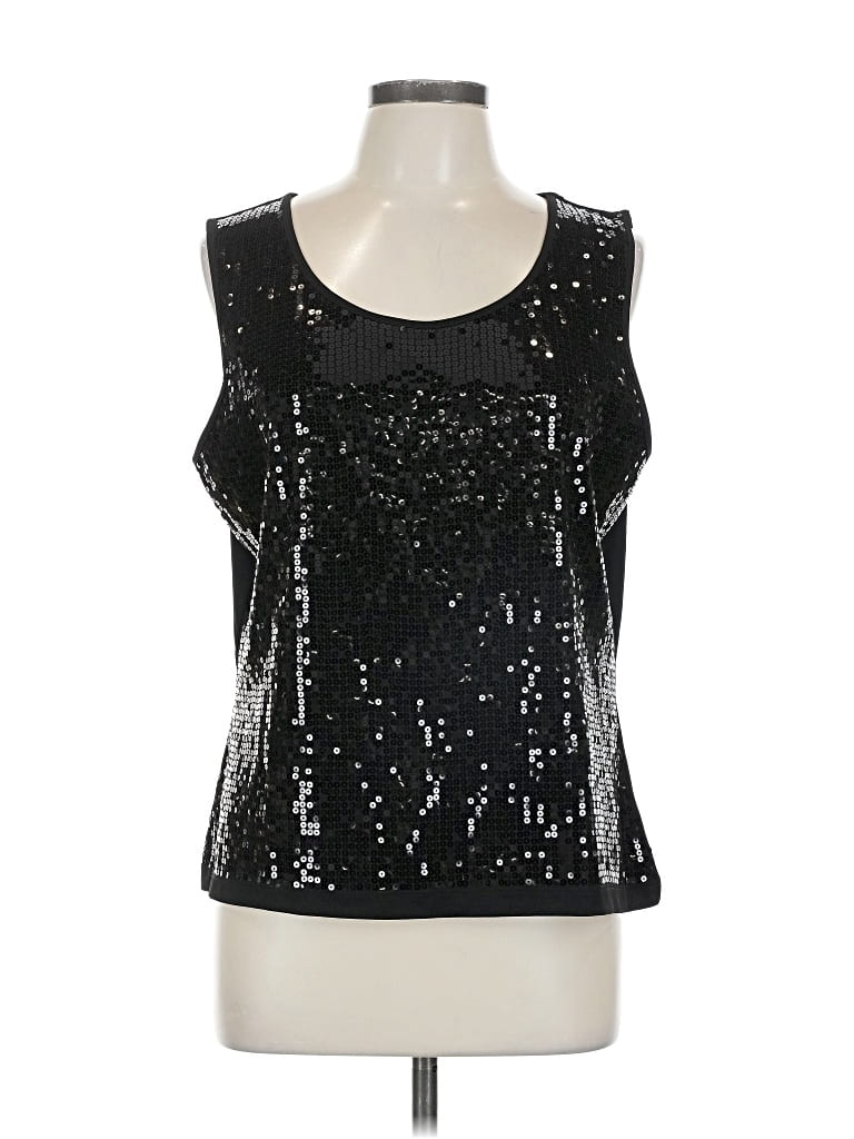 Pre-owned Joan Rivers Sleeveless Top Black Scoop Neck Tops