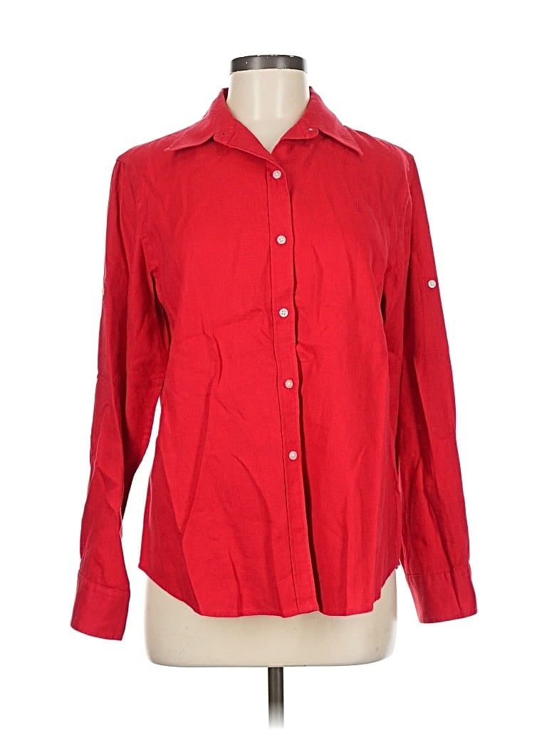 Pre-owned Polo Ralph Lauren Long Sleeve Button Down Shirt In Red