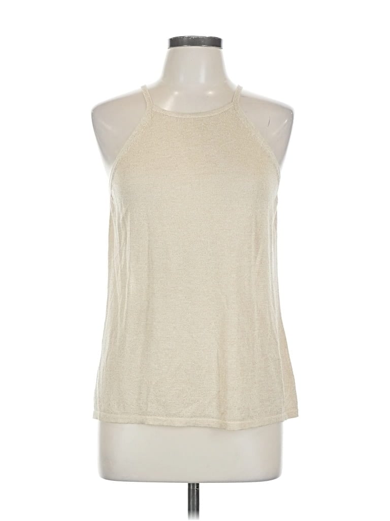 Pre-owned Just Fab Sleeveless Top Ivory Halter Neckline Tops In White