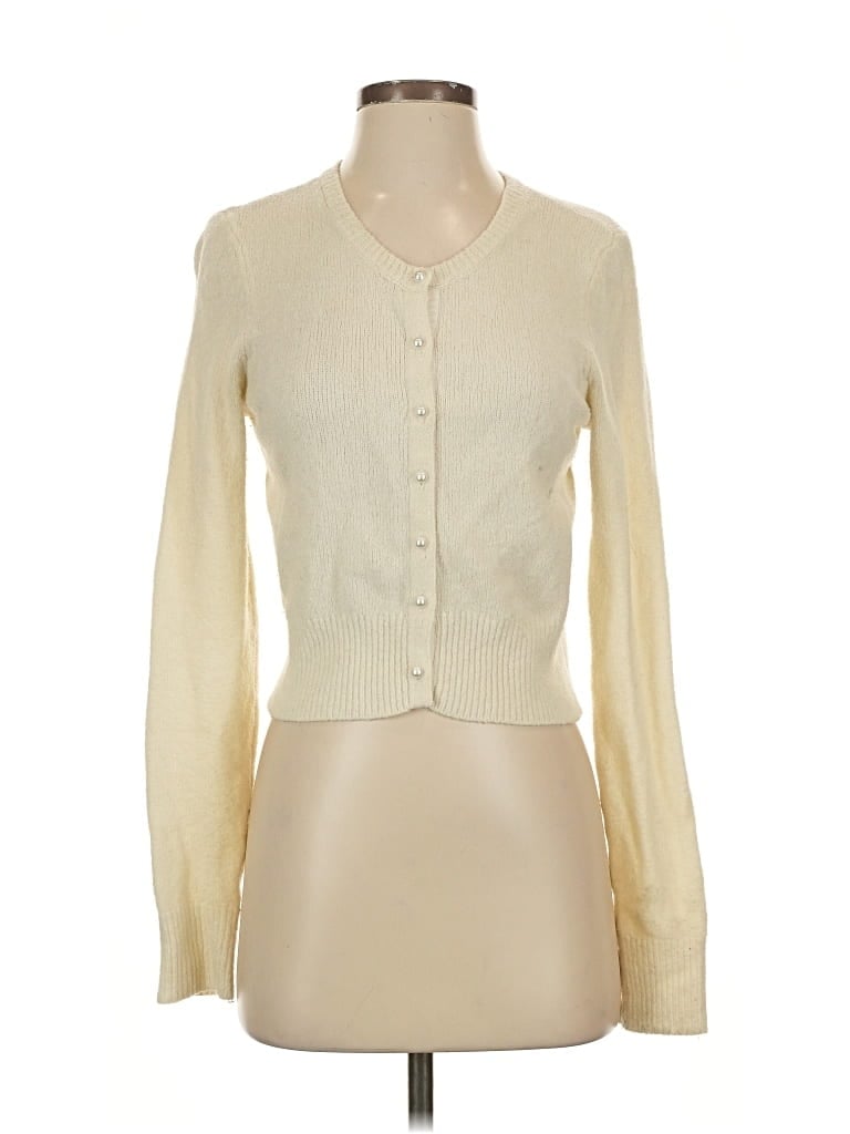 Pre-owned Abercrombie & Fitch Cardigan Sweater In White