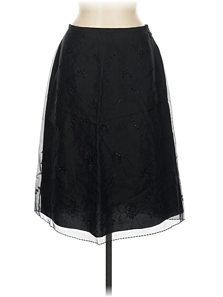 Pre-owned Ann Taylor Silk Skirt In Black