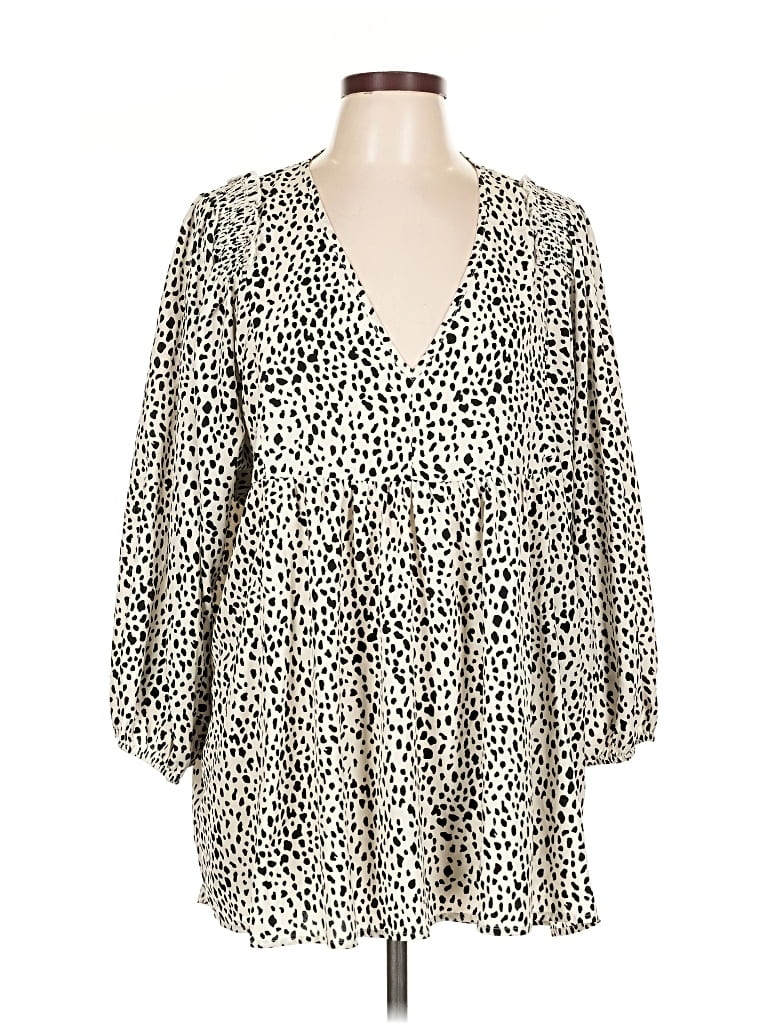 Pre-owned Umgee 3/4 Sleeve Blouse In White