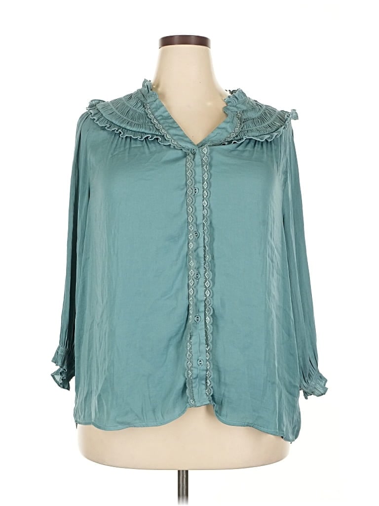 Pre-owned Democracy 3/4 Sleeve Blouse In Blue