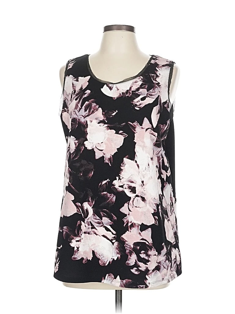 Pre-owned Simply Vera Vera Wang Sleeveless Top Black Scoop Neck Tops