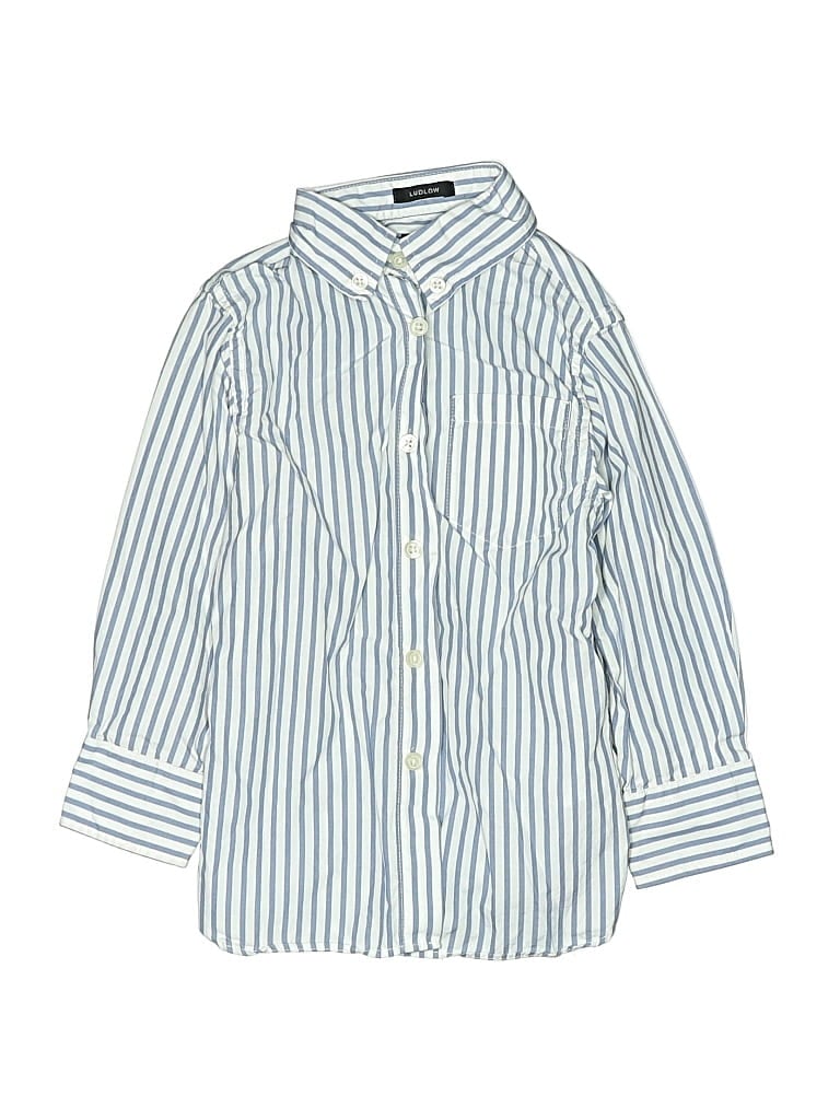 Pre-owned Crewcuts Kids' Short Sleeve Button Down Shirt In Blue