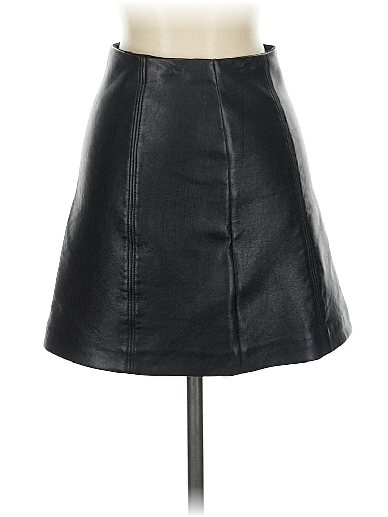 Pre-owned Babaton Faux Leather Skirt In Black