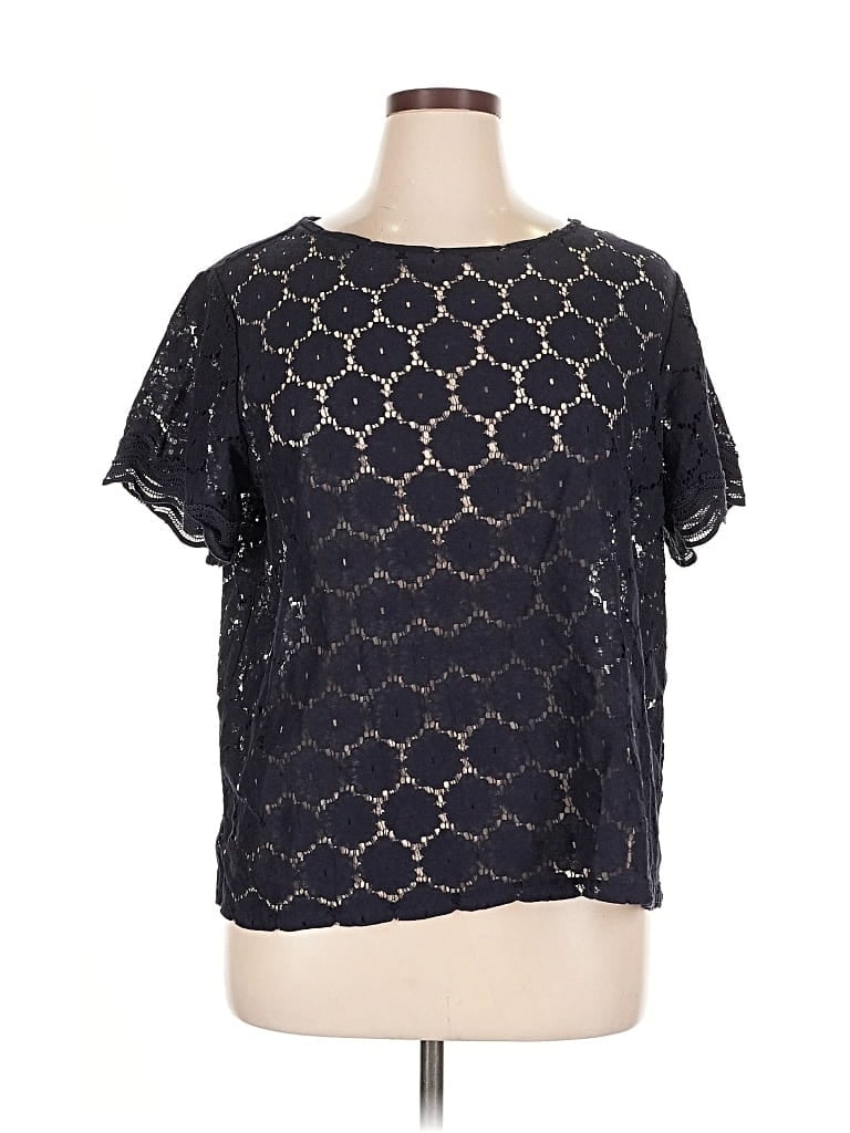 Pre-owned Ann Taylor Loft Short Sleeve Blouse In Black