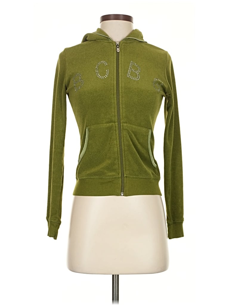 Pre-owned Bcbgmaxazria Zip Up Hoodie In Green