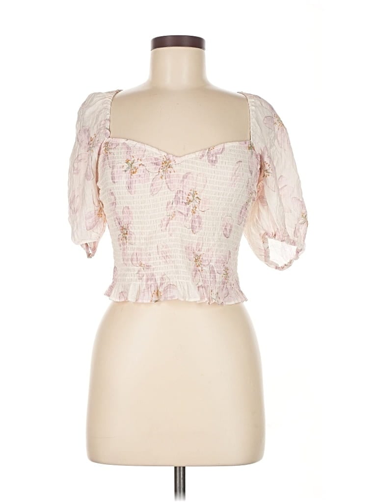 Pre-owned H&m Short Sleeve Blouse In Pink