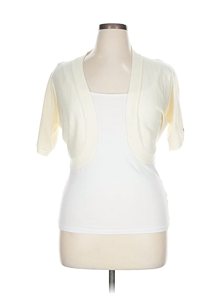 Pre-owned Frances Valentine Wool Cardigan Sweater In White