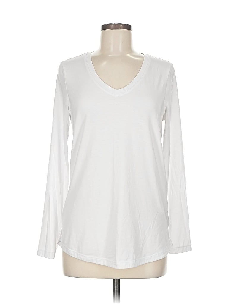 Pre-owned Athleta Long Sleeve T-shirt In White