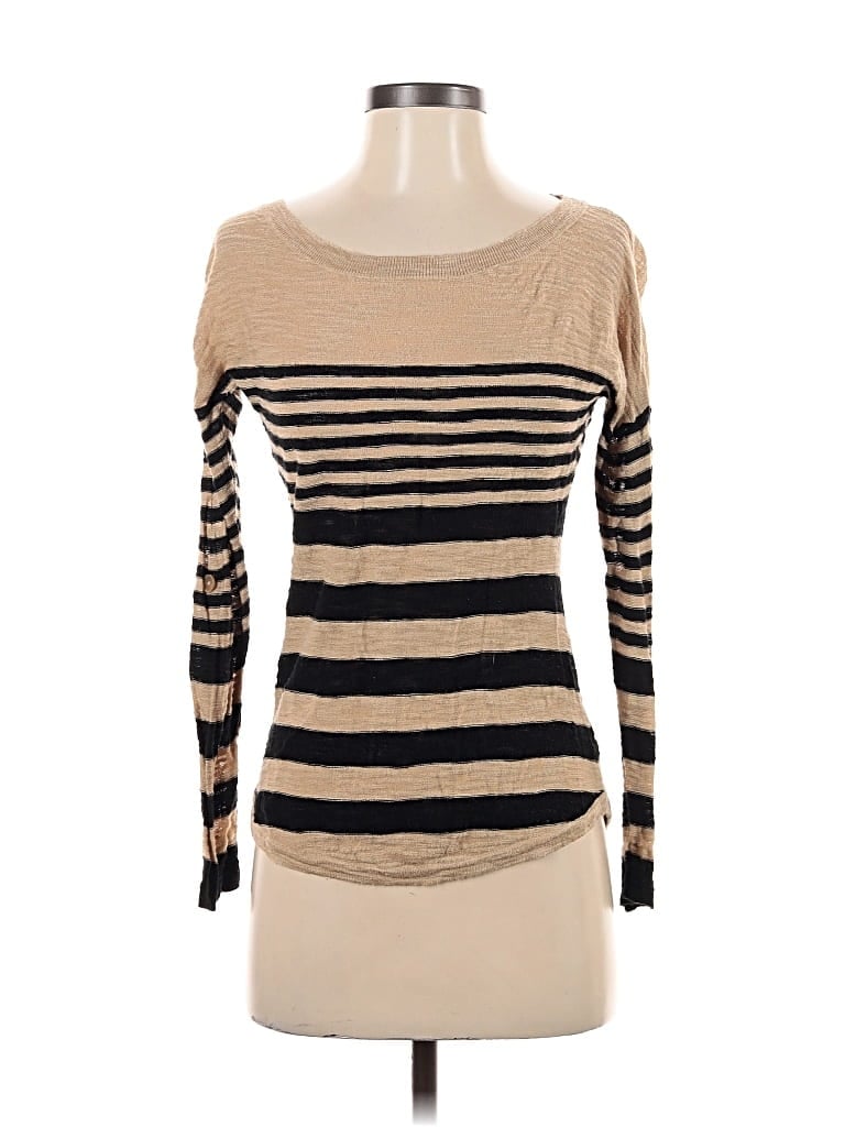 Pre-owned Express Long Sleeve Top Tan Boatneck Tops In Brown