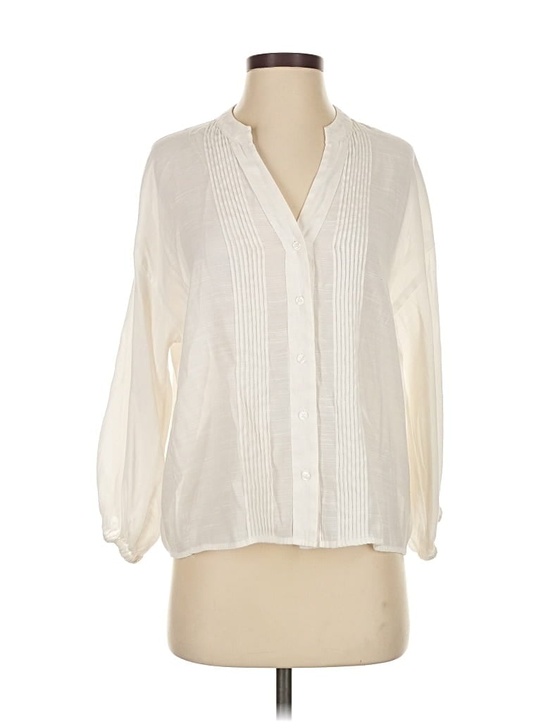 Pre-owned Banana Republic Factory Store Long Sleeve Blouse In White