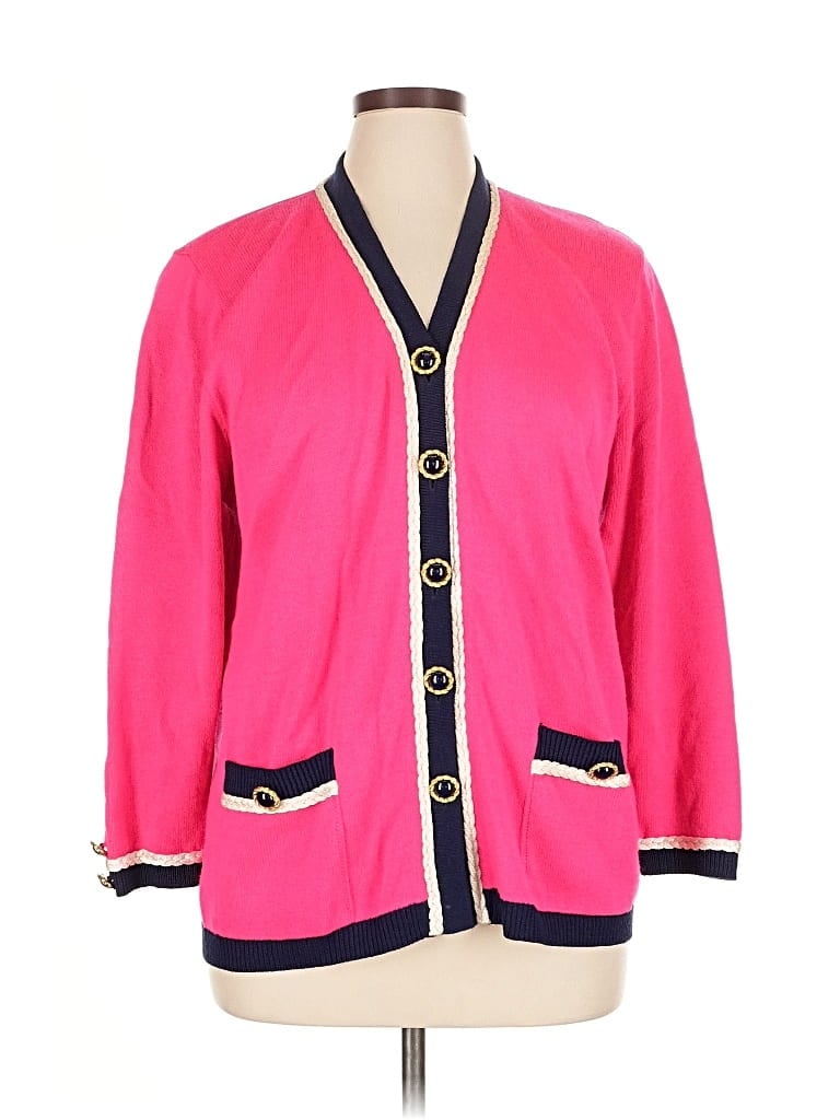 Pre-owned San Remo By Laura Knits Cardigan Sweater In Pink