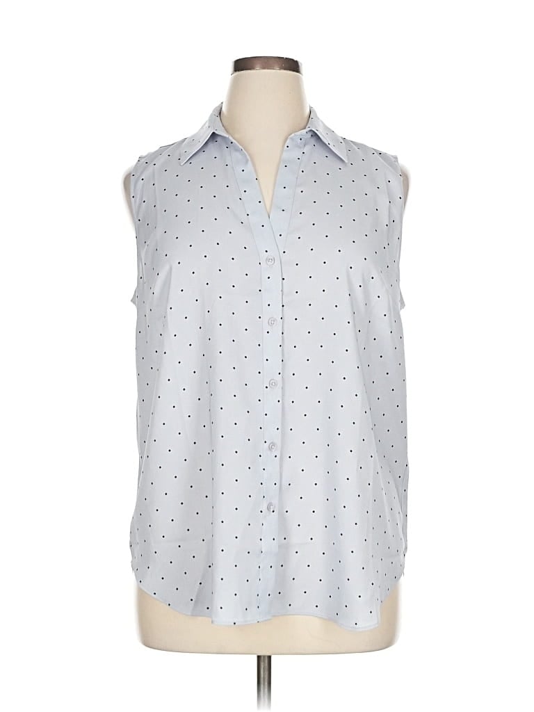 Ann Taylor Sleeveless Button Down Shirt In Gray