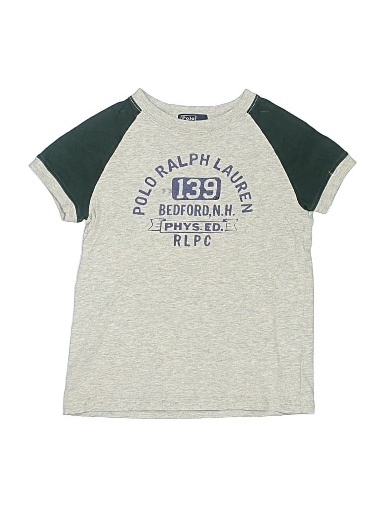 Pre-owned Polo By Ralph Lauren Kids' Short Sleeve Top Gray Crew Neck Tops