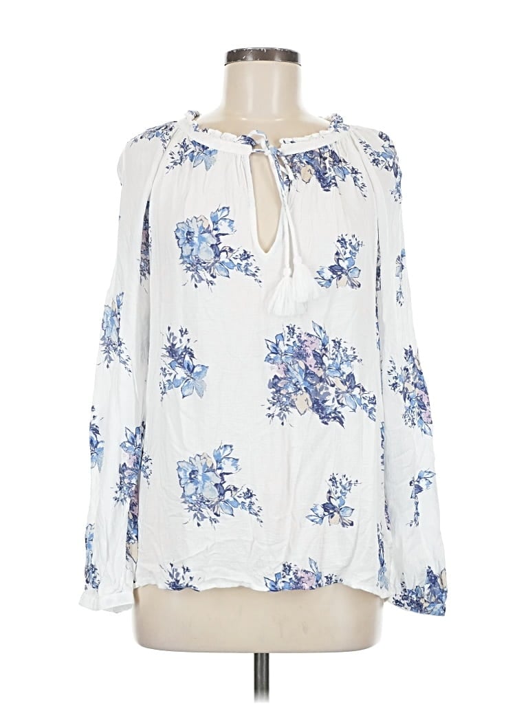 Pre-owned Lucky Brand Long Sleeve Blouse In White