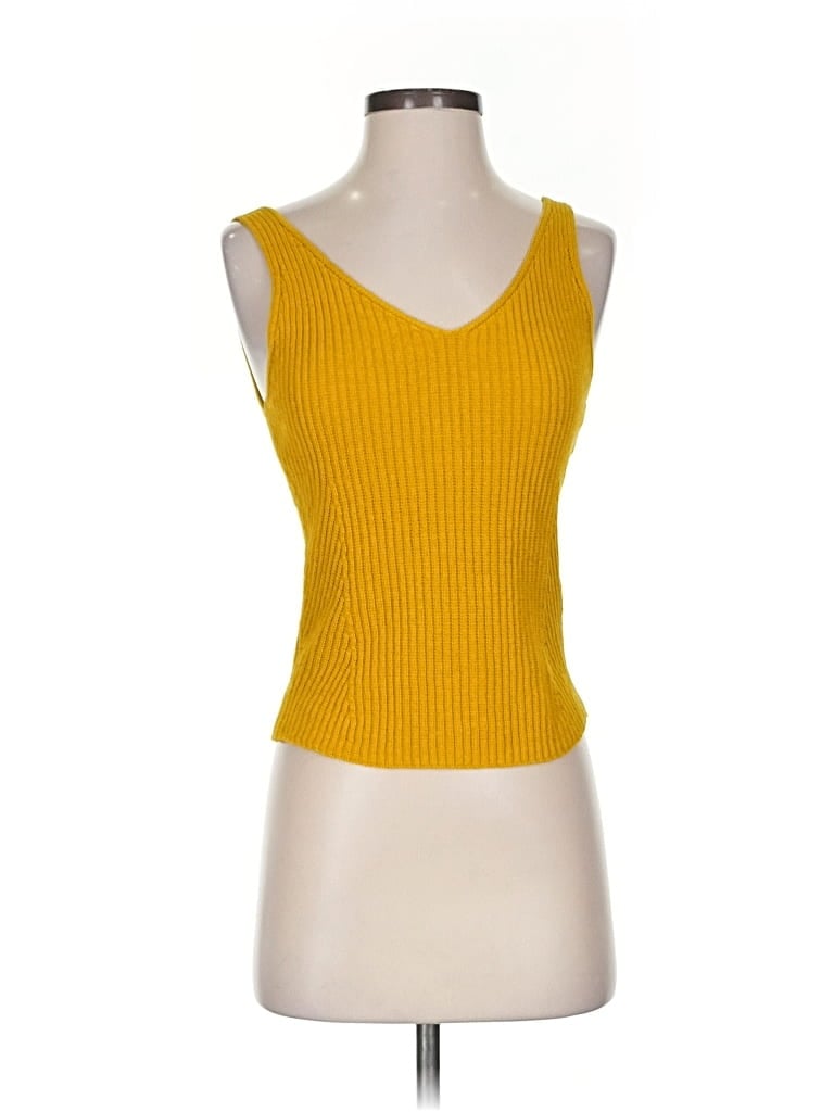 Pre-owned Vince Sleeveless Top Yellow Sweetheart Neckline Tops
