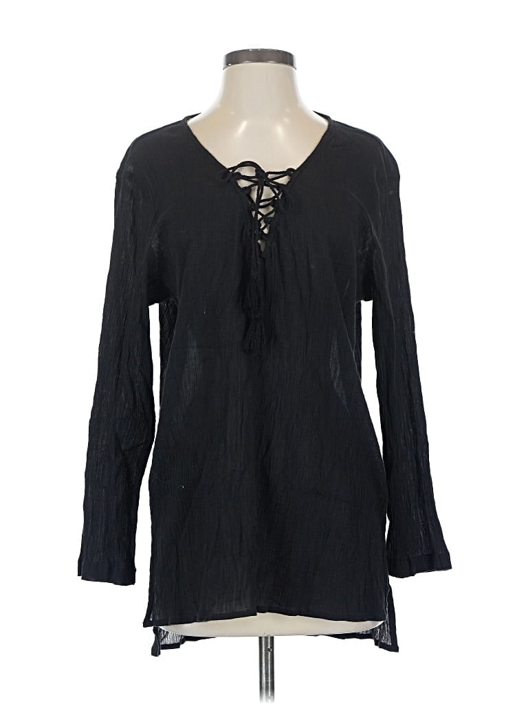 Pre-owned Billabong Long Sleeve Blouse In Black